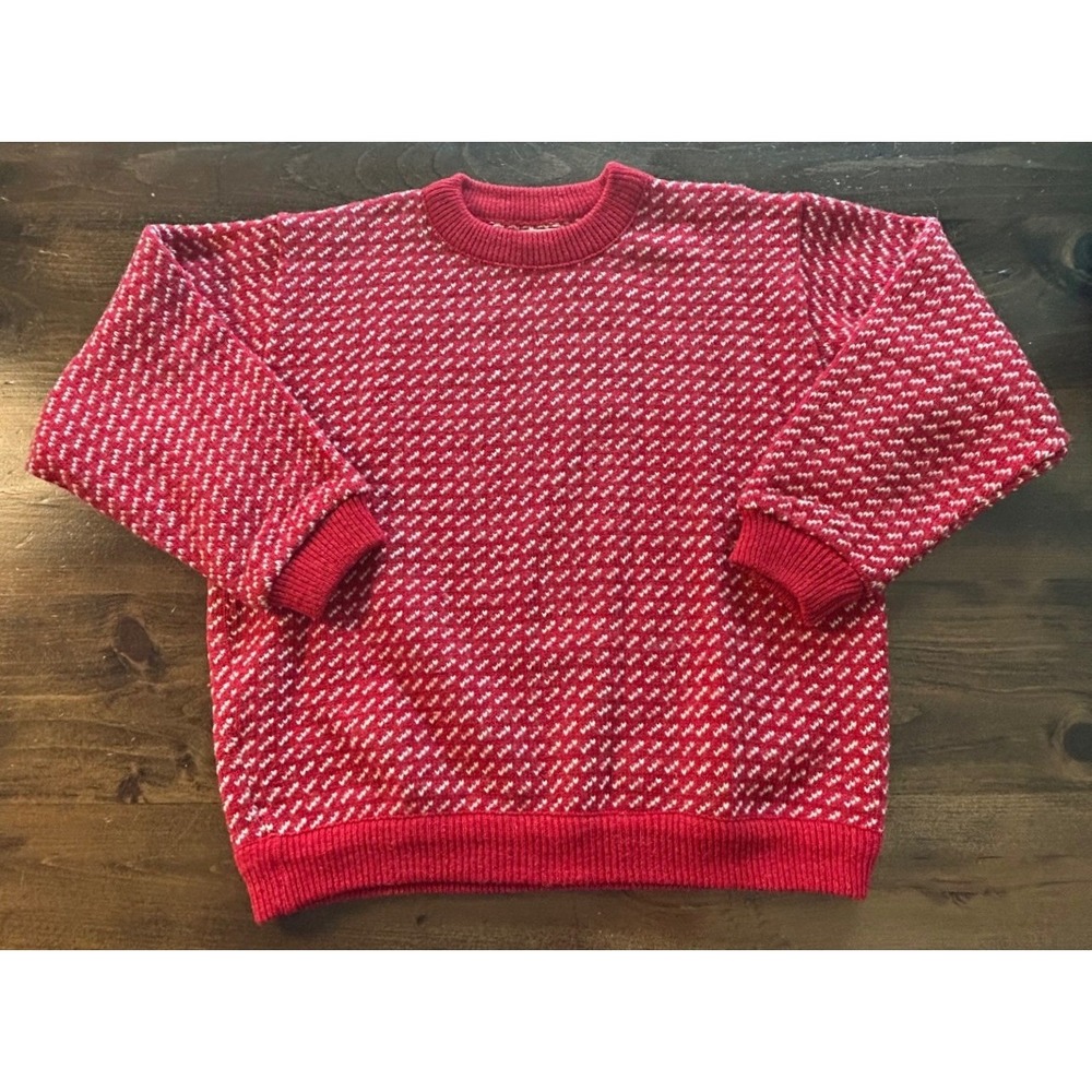 Vintage 90s LL Bean Wool Birdseye Sweater XL Made In Norway Chunky Nordic Cabin